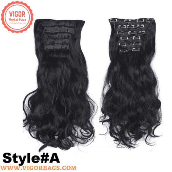 Long Straight Ponytail Hair Synthetic Extensions & Long Curly Wavy Hair 16 Clip main image 5